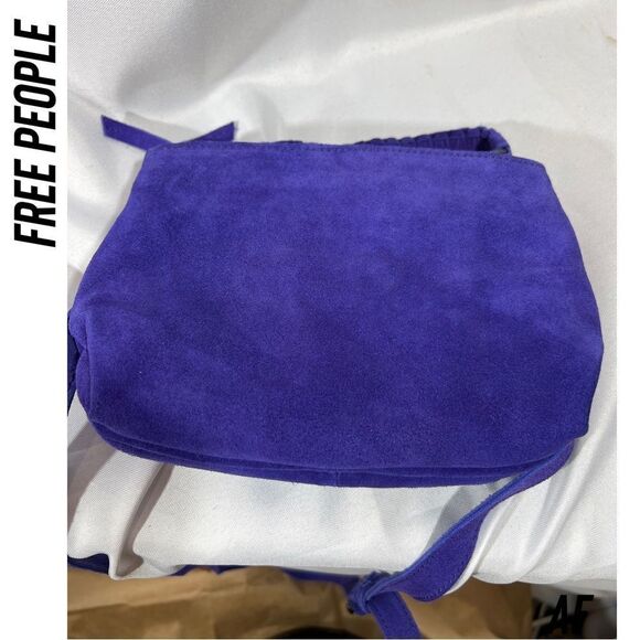 FREE PEOPLE CODY SUEDE CROSSBODY TOTE REGENCY PURPLE NEW - Picture 2 of 6